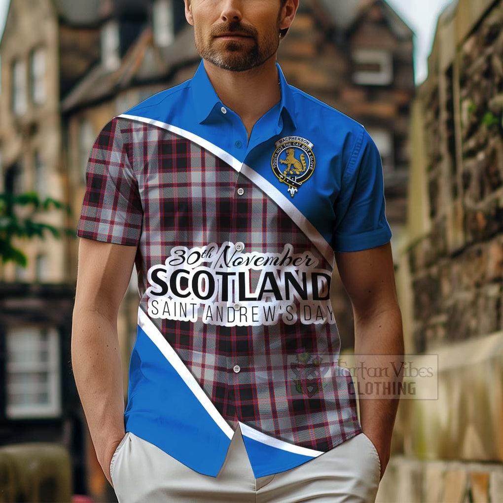 Tartan Vibes Clothing MacPherson (McPherson) Family Crest Tartan Short Sleeve Button Shirt Celebrate Saint Andrew's Day in Style