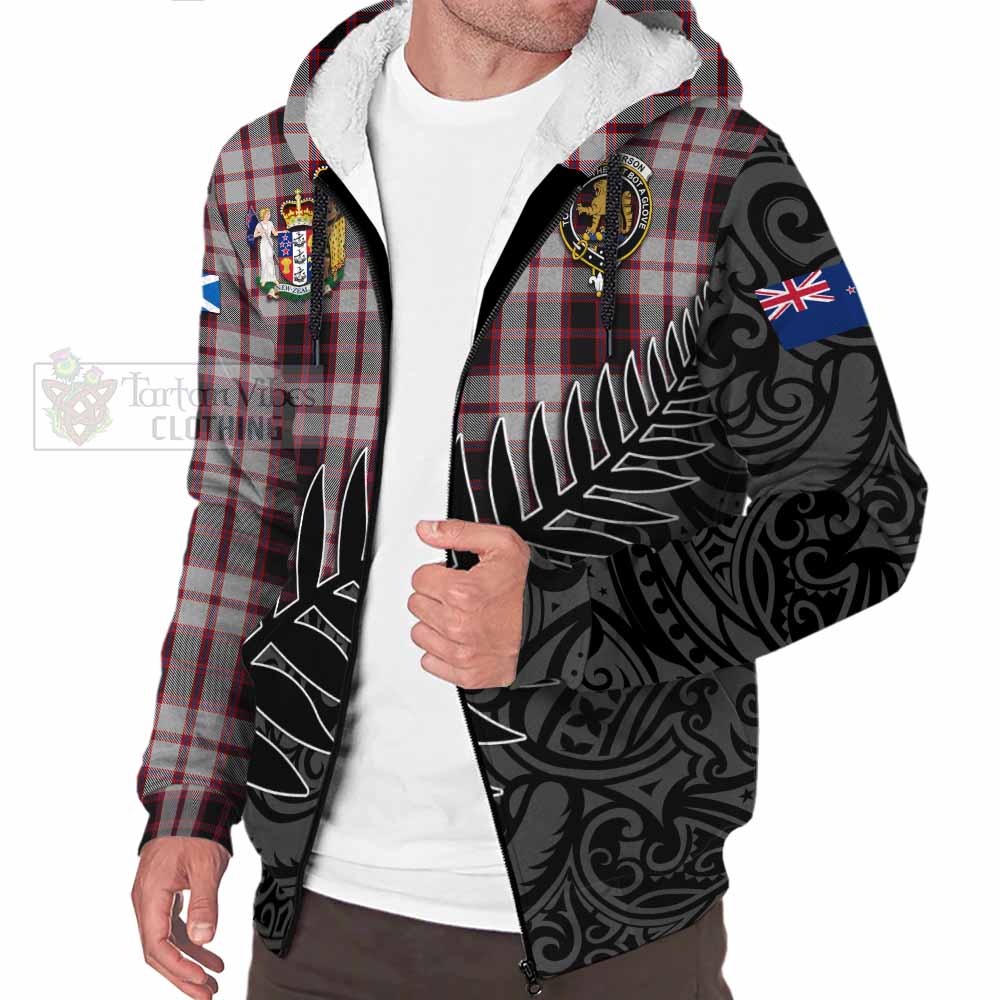 Tartan Vibes Clothing MacPherson (McPherson) Crest Tartan Sherpa Hoodie with New Zealand Silver Fern Half Style