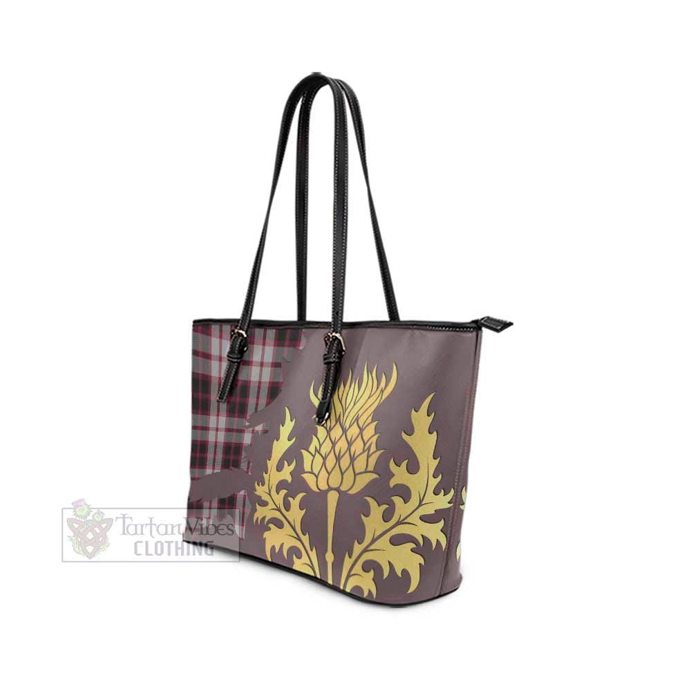 MacPherson (McPherson) Tartan Leather Tote Bag Gold Thistle Style - Tartan Vibes Clothing