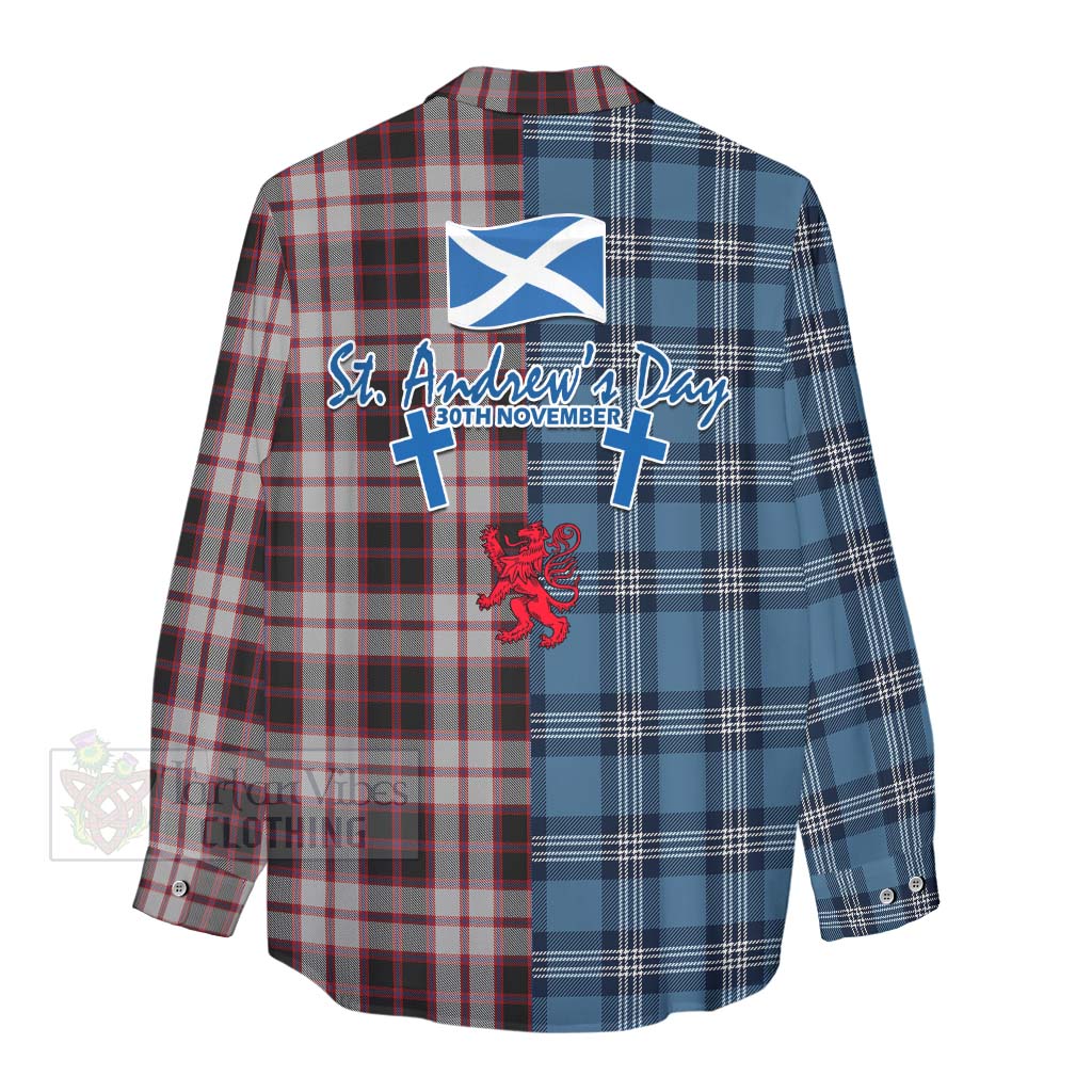 Tartan Vibes Clothing MacPherson (McPherson) Tartan Women's Casual Shirt Happy St. Andrew's Day Half Tartan Style