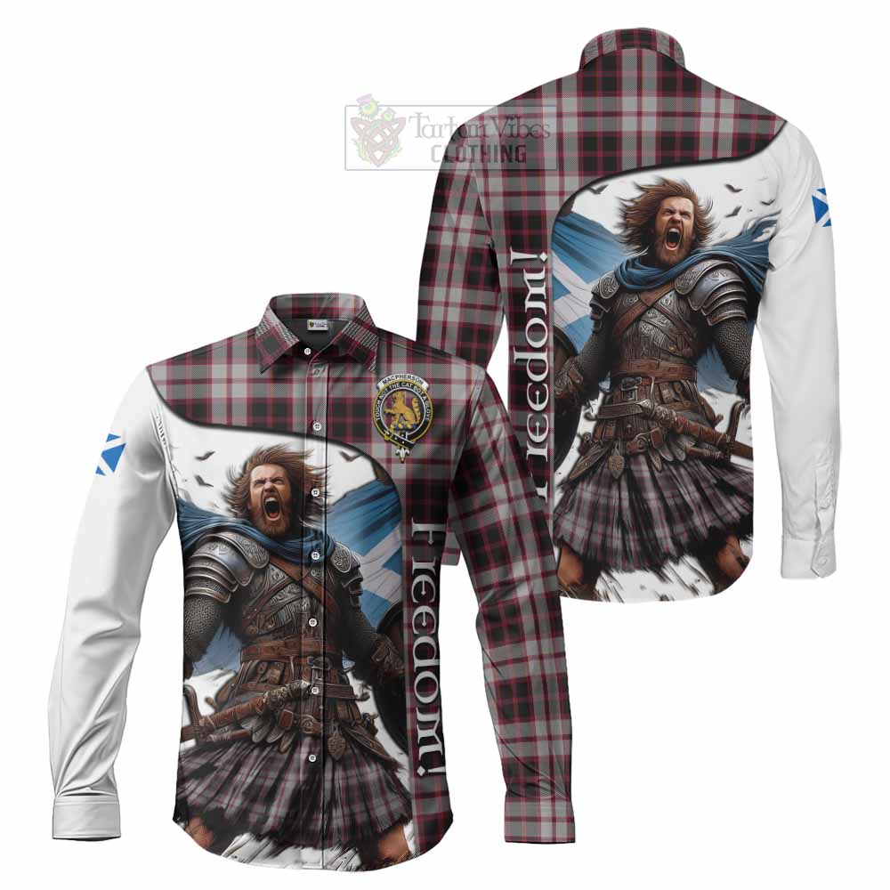 Tartan Vibes Clothing MacPherson (McPherson) Crest Tartan Long Sleeve Button Shirt Inspired by the Freedom of Scottish Warrior