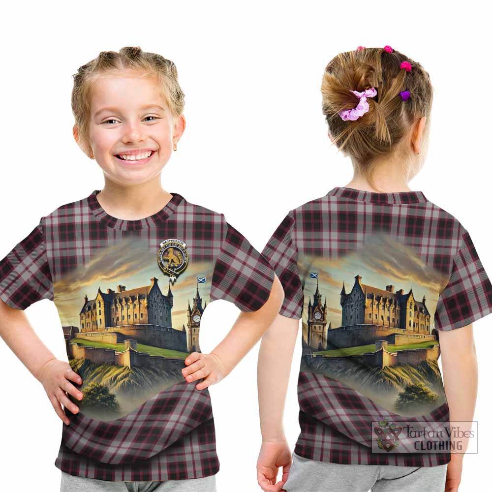 MacPherson (McPherson) Tartan Family Crest Kid T-Shirt with Scottish Ancient Castle Style - Tartan Vibes Clothing