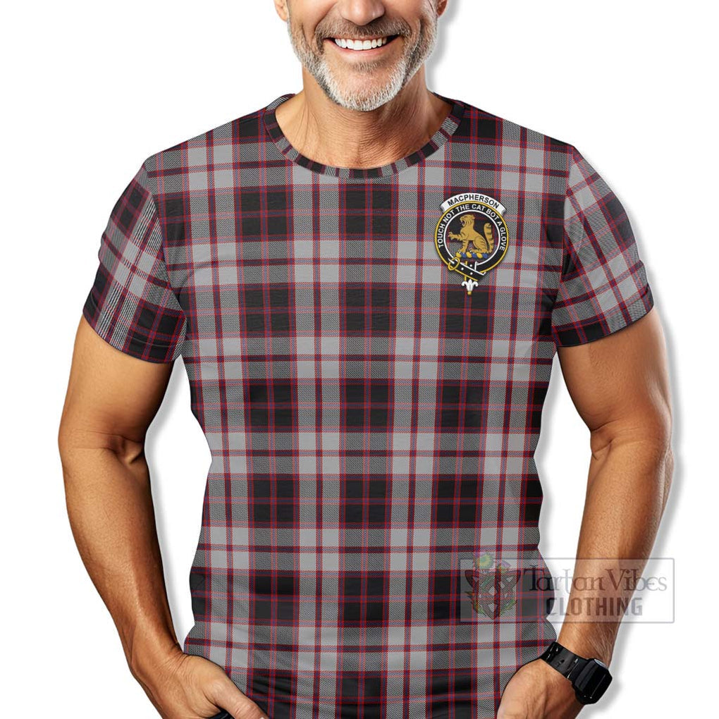 Tartan Vibes Clothing MacPherson (McPherson) Tartan T-Shirt with Family Crest Celtic Skull Style