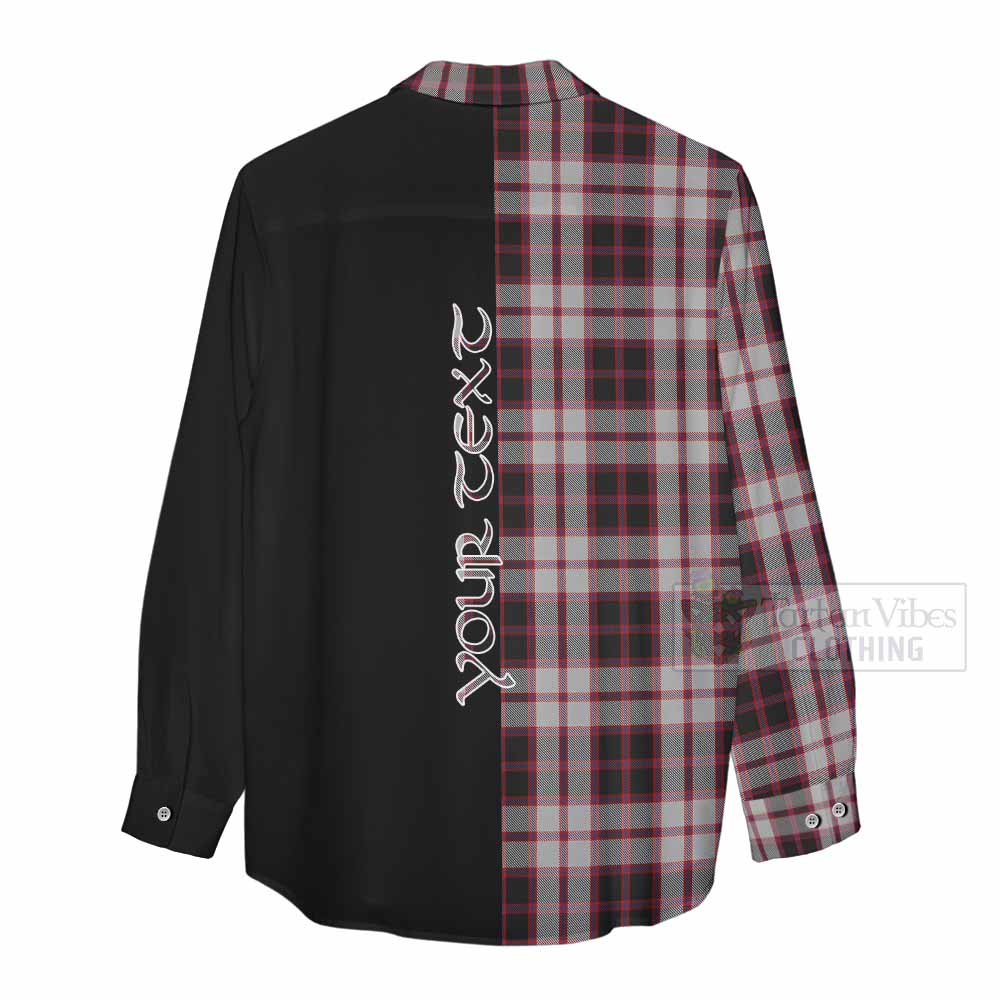 Tartan Vibes Clothing MacPherson (McPherson) Tartan Women's Casual Shirt with Family Crest and Half Of Me Style