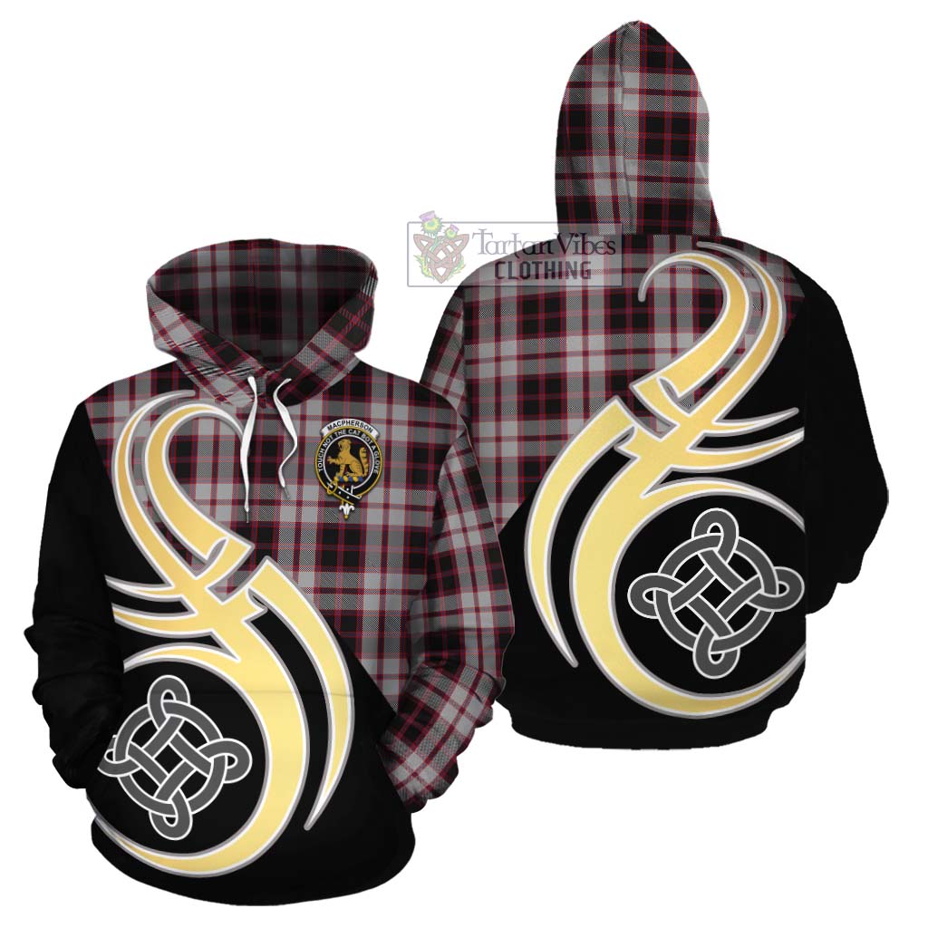 Tartan Vibes Clothing MacPherson (McPherson) Tartan Cotton Hoodie with Family Crest and Celtic Symbol Style