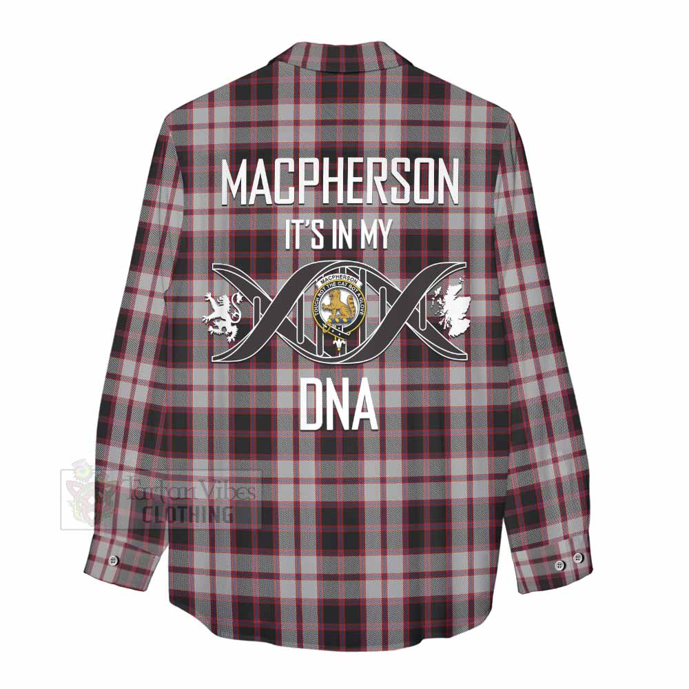 Tartan Vibes Clothing MacPherson (McPherson) Tartan Women's Casual Shirt with Family Crest DNA In Me Style