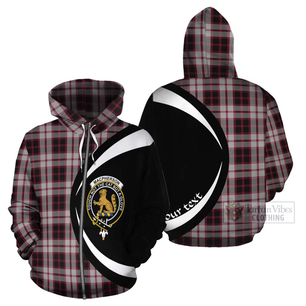 Tartan Vibes Clothing MacPherson (McPherson) Tartan Cotton Hoodie with Family Crest Circle Style