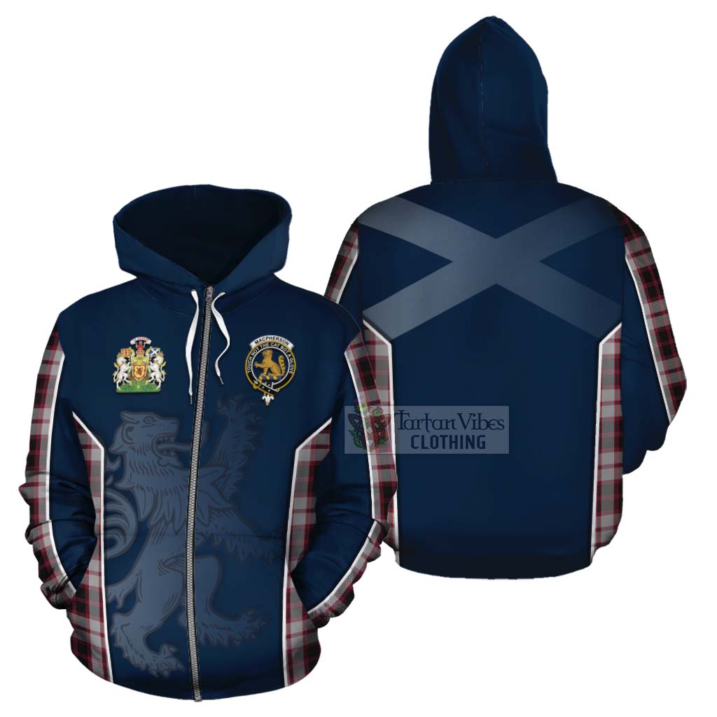 Tartan Vibes Clothing MacPherson (McPherson) Tartan Cotton Hoodie with Family Crest and Lion Rampant Vibes Sport Style