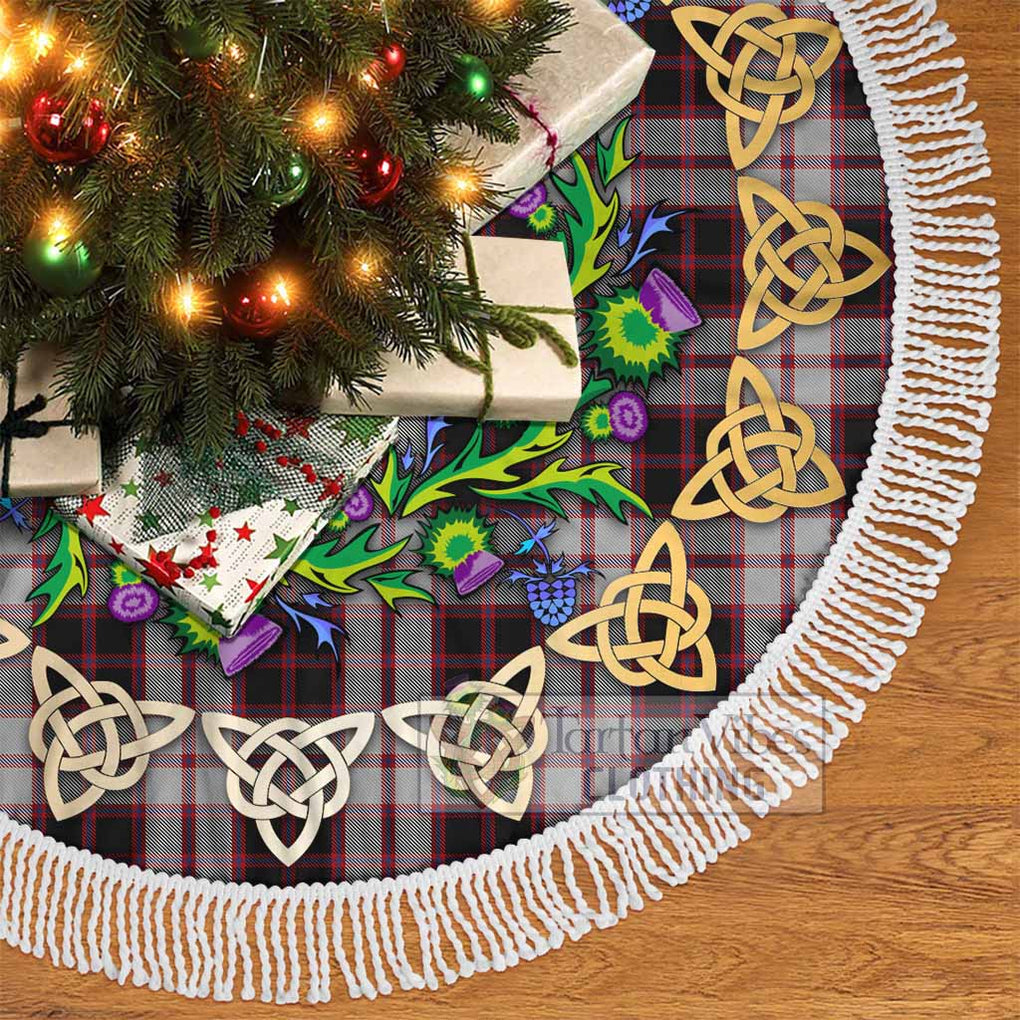 Tartan Vibes Clothing MacPherson (McPherson) Tartan Christmas Tree Skirt with Thistle Celtic Knot Style