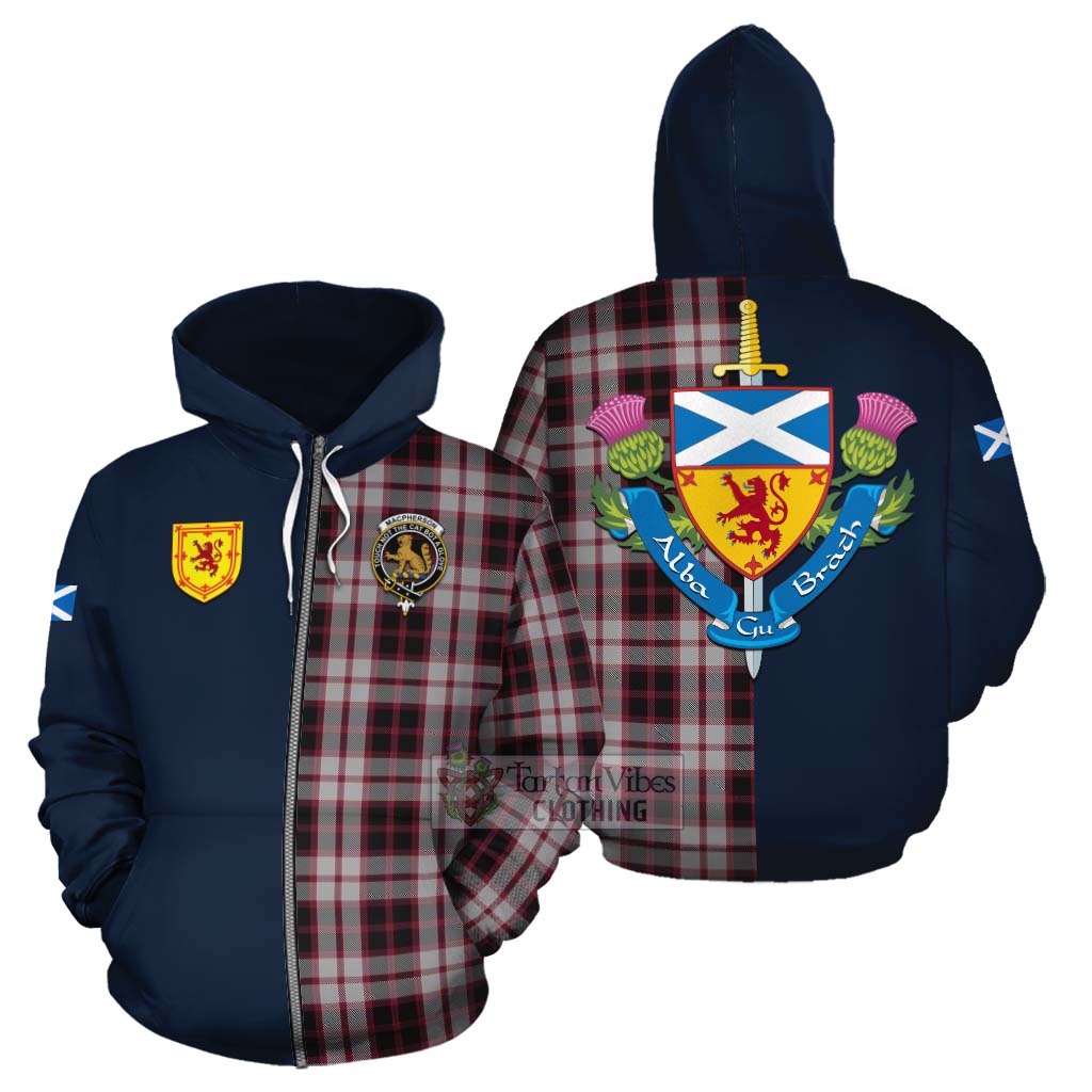 Tartan Vibes Clothing MacPherson (McPherson) Tartan Cotton Hoodie Alba with Scottish Lion Royal Arm Half Style