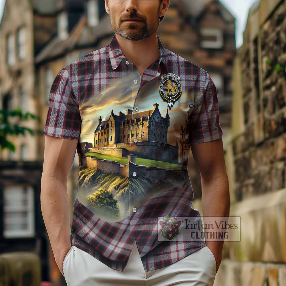 MacPherson (McPherson) Tartan Family Crest Hawaiian Shirt with Scottish Ancient Castle Style - Tartan Vibes Clothing