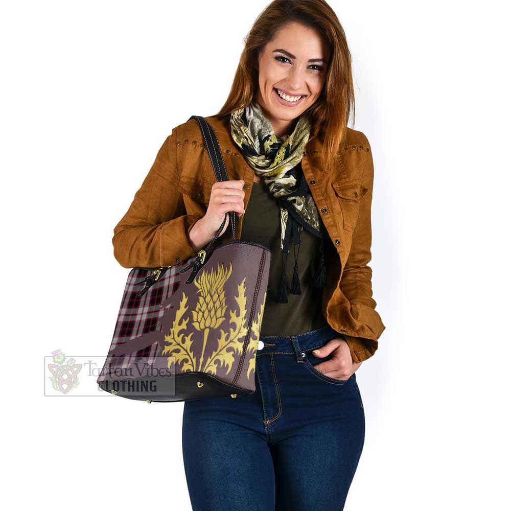 MacPherson (McPherson) Tartan Leather Tote Bag Gold Thistle Style - Tartan Vibes Clothing