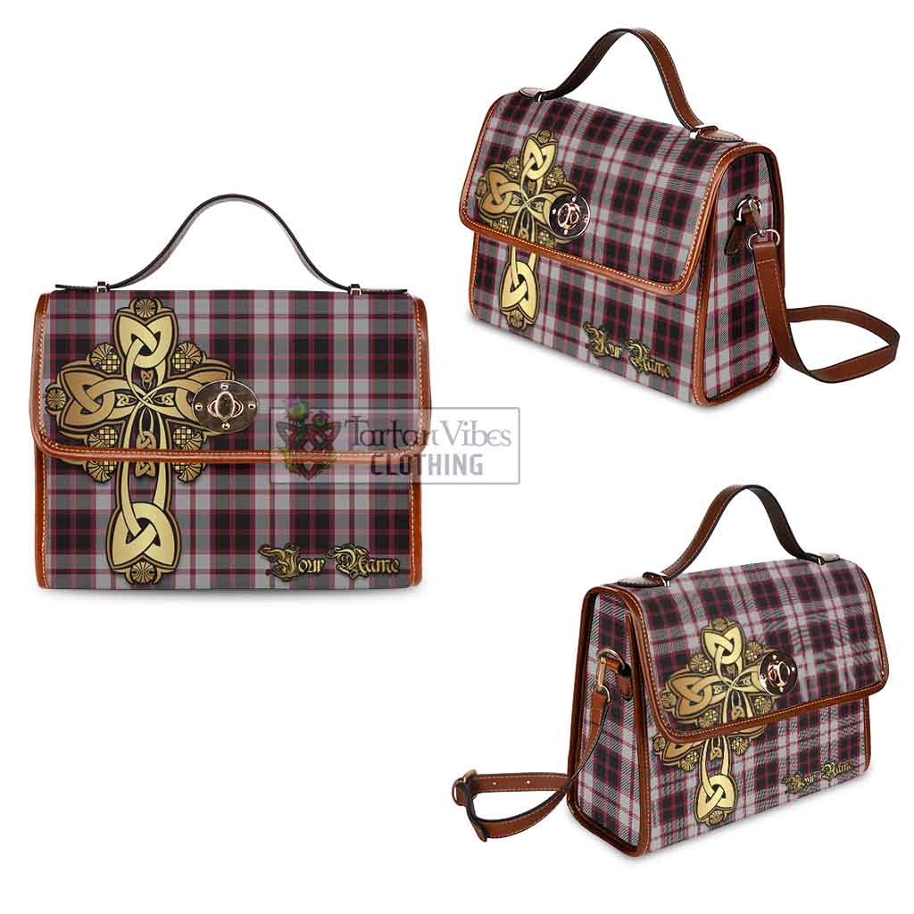 Tartan Vibes Clothing MacPherson (McPherson) Tartan Waterproof Canvas Bag Golden Thistle Celtic Cross Style