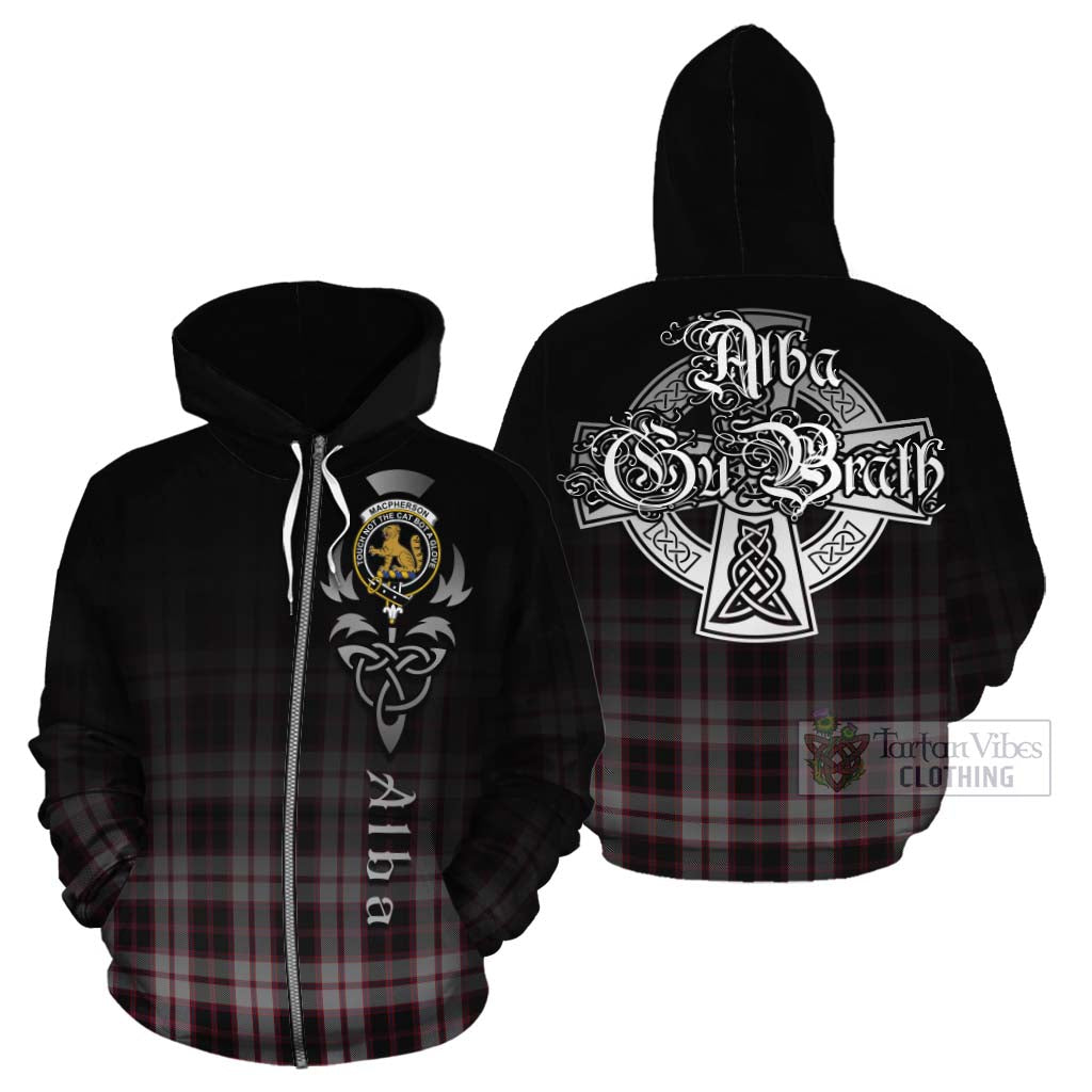 Tartan Vibes Clothing MacPherson (McPherson) Tartan Cotton Hoodie Featuring Alba Gu Brath Family Crest Celtic Inspired