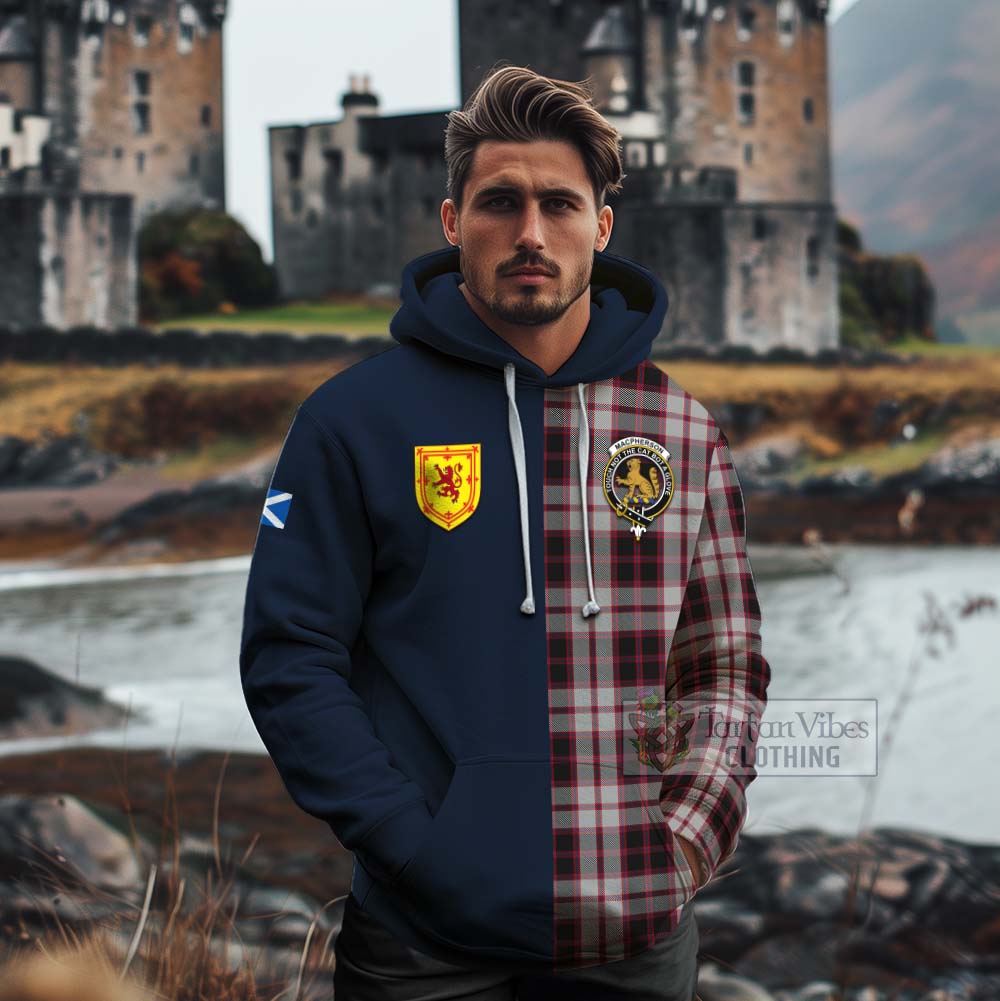 Tartan Vibes Clothing MacPherson (McPherson) Tartan Cotton Hoodie Alba with Scottish Lion Royal Arm Half Style