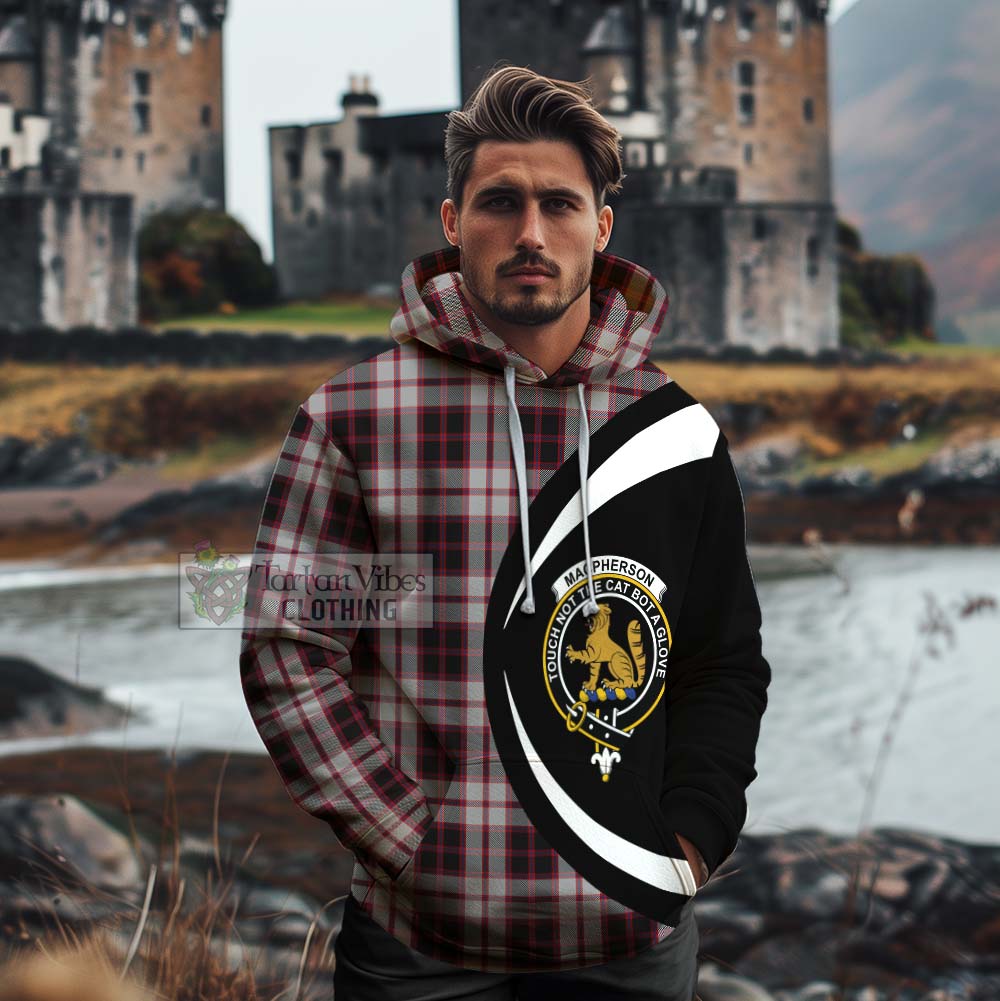 Tartan Vibes Clothing MacPherson (McPherson) Tartan Cotton Hoodie with Family Crest Circle Style