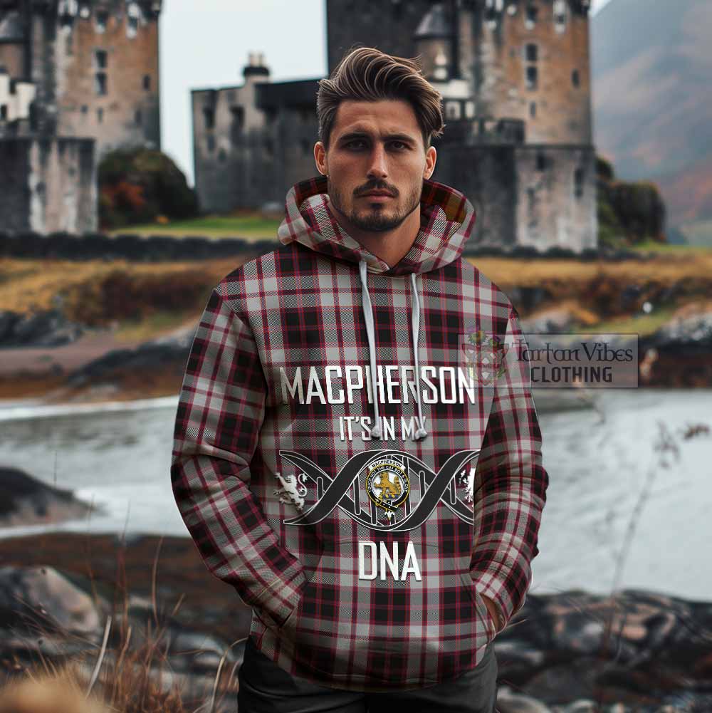 Tartan Vibes Clothing MacPherson (McPherson) Tartan Cotton Hoodie with Family Crest DNA In Me Style