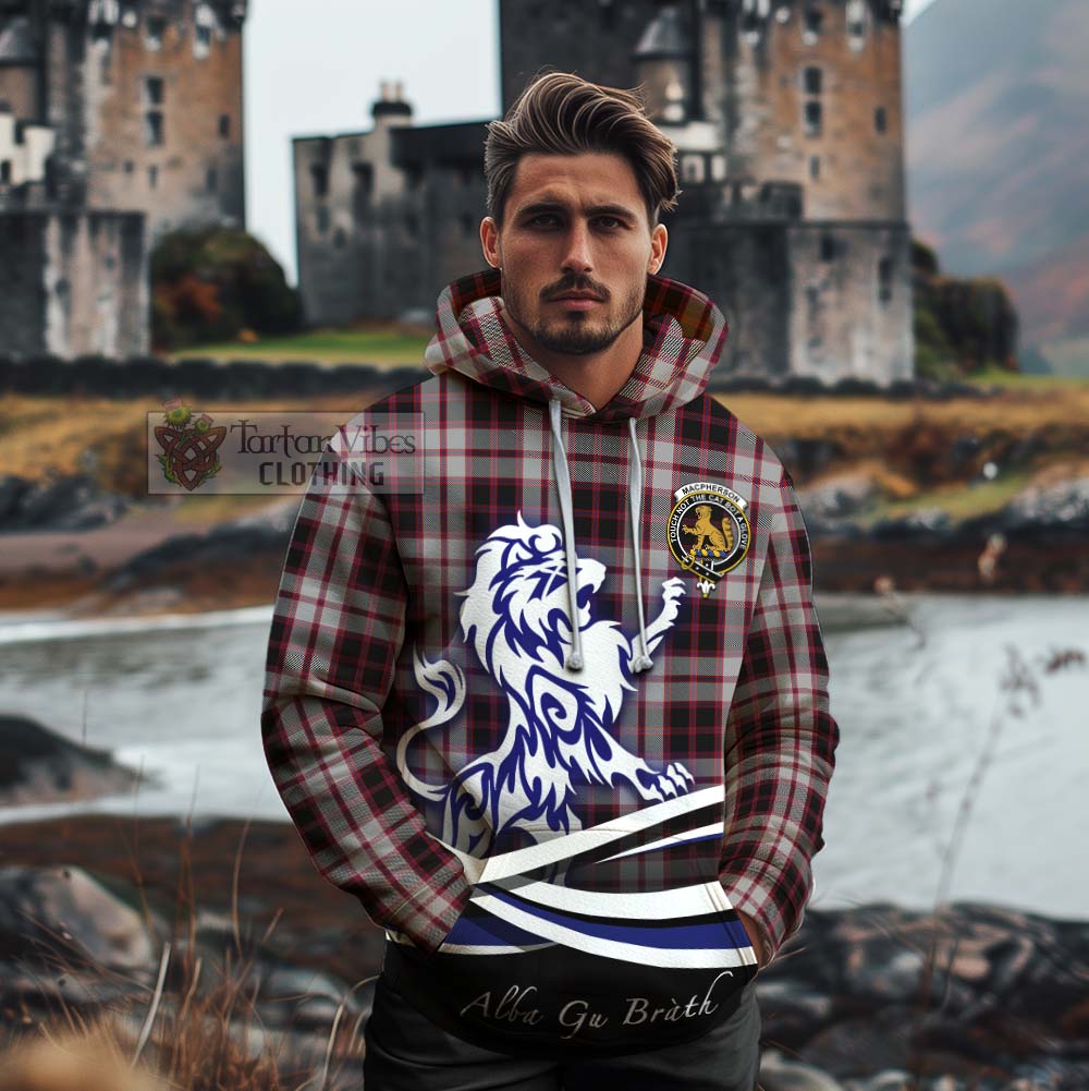 Tartan Vibes Clothing MacPherson (McPherson) Tartan Cotton Hoodie with Alba Gu Brath Regal Lion Emblem