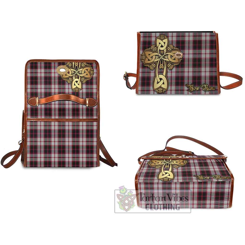 Tartan Vibes Clothing MacPherson (McPherson) Tartan Waterproof Canvas Bag Golden Thistle Celtic Cross Style