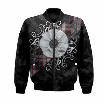 MacPherson (McPherson) Tartan Bomber Jacket Jacobite White Rose Unisex Black - Tartan Vibes Clothing