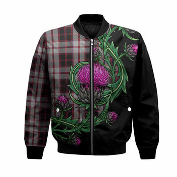 MacPherson (McPherson) Tartan Bomber Jacket Resilient Scottish Thistle Unisex Black - Tartan Vibes Clothing
