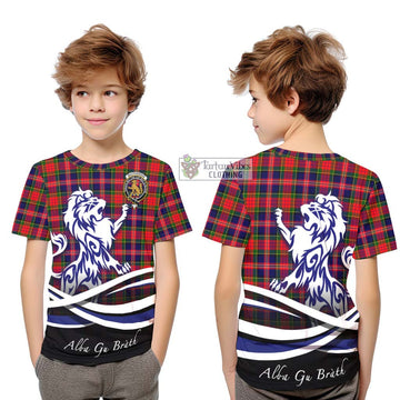 MacPherson Modern Tartan Kid T-Shirt with Alba Gu Brath Regal Lion Emblem