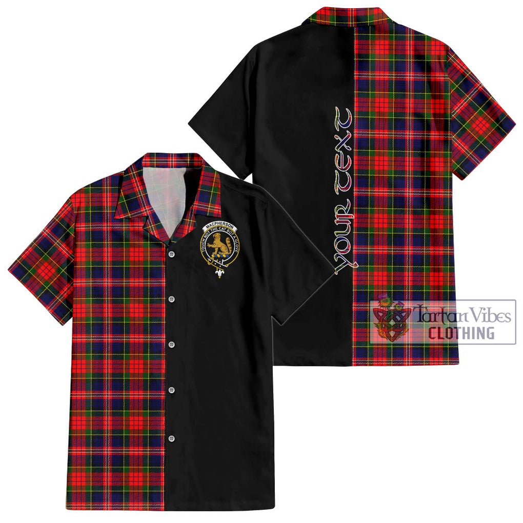 MacPherson Modern Tartan Short Sleeve Button Shirt with Family Crest and Half Of Me Style Kid - Tartanvibesclothing Shop