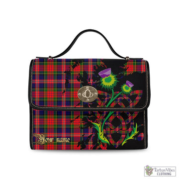 MacPherson Modern Tartan Waterproof Canvas Bag with Scotland Map and Thistle Celtic Accents