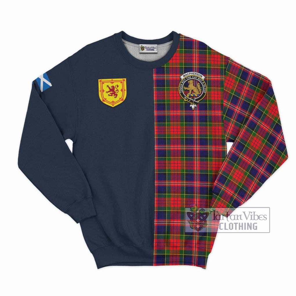 Tartan Vibes Clothing MacPherson Modern Tartan Sweatshirt with Scottish Lion Royal Arm Half Style