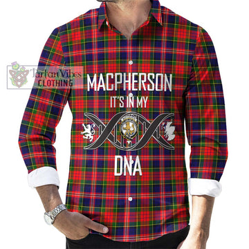 MacPherson Modern Tartan Long Sleeve Button Shirt with Family Crest DNA In Me Style