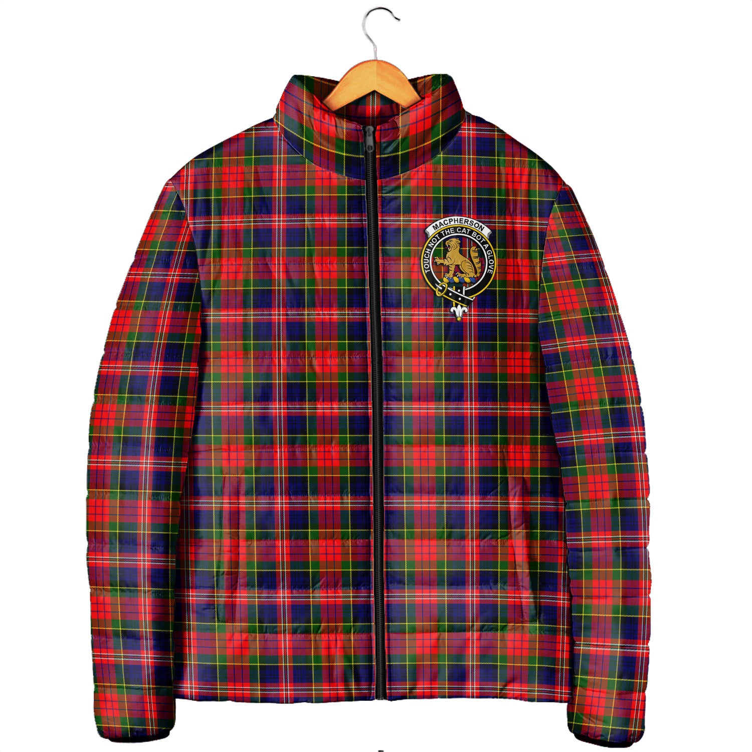 MacPherson Modern Tartan Padded Jacket with Family Crest Men's Padded Jacket - Tartan Vibes Clothing