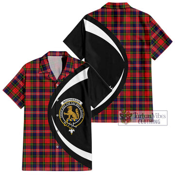 MacPherson Modern Tartan Short Sleeve Button Up with Family Crest Circle Style