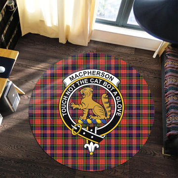 MacPherson Modern Tartan Round Rug with Family Crest