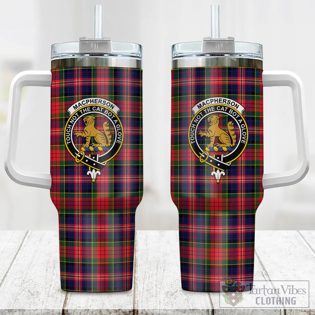Tartan Vibes Clothing MacPherson Modern Tartan and Family Crest Tumbler with Handle