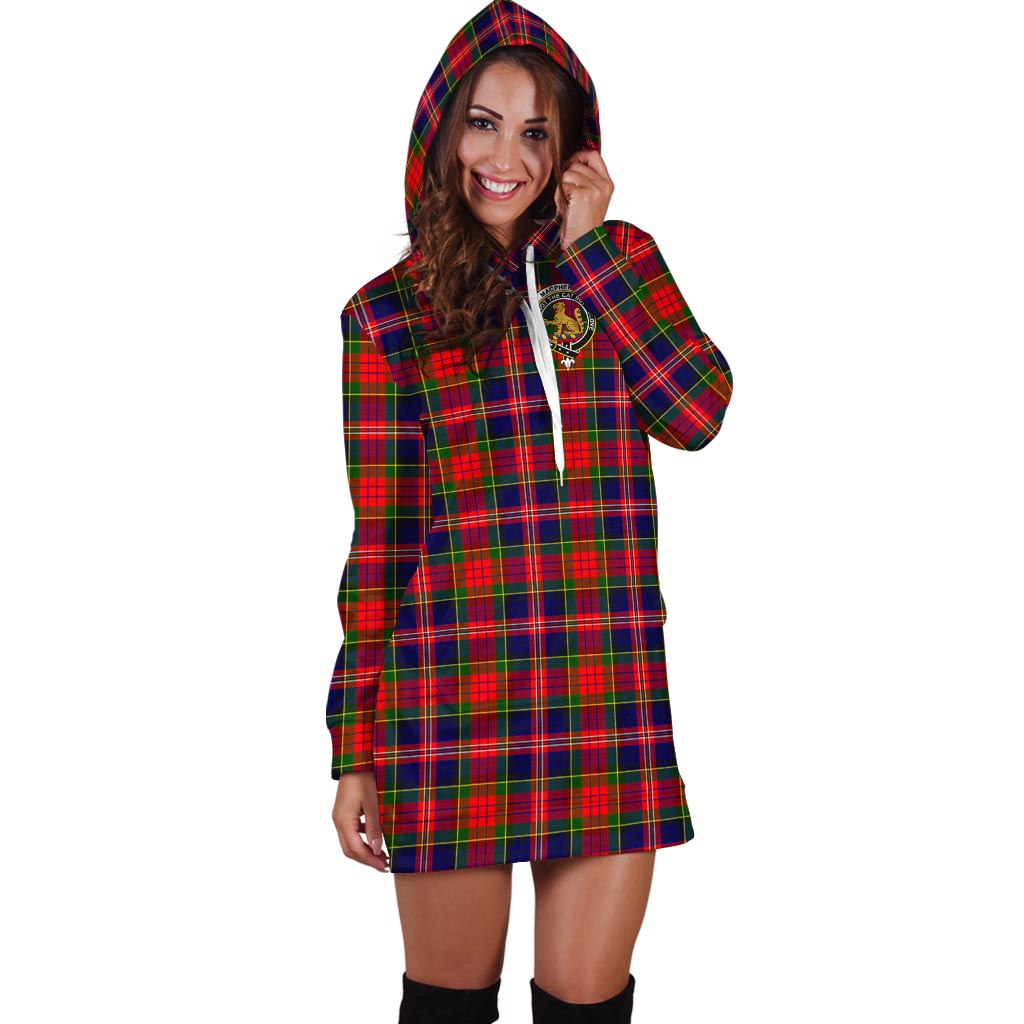 MacPherson Modern Tartan Hoodie Dress with Family Crest - Tartan Vibes Clothing