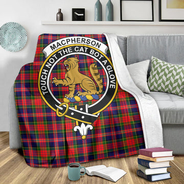 MacPherson Modern Tartan Blanket with Family Crest