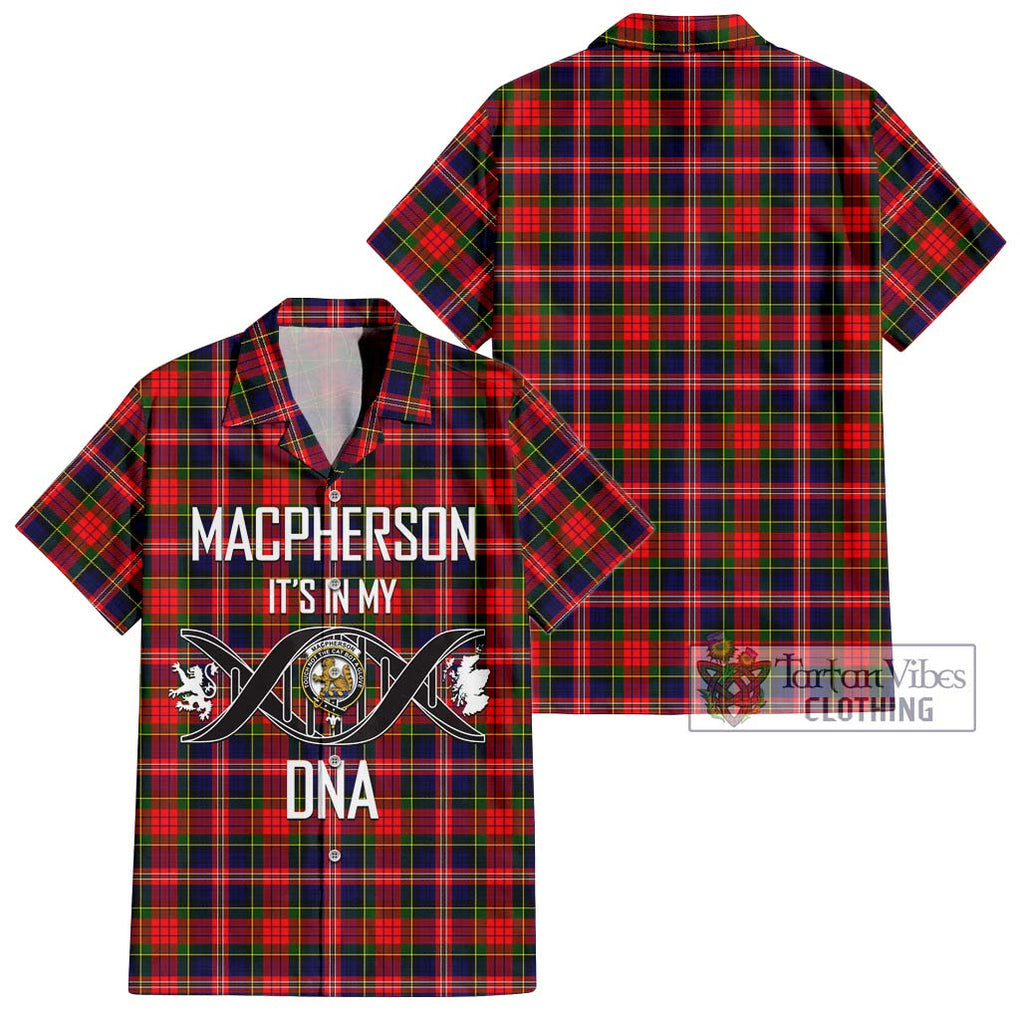 MacPherson Modern Tartan Short Sleeve Button Shirt with Family Crest DNA In Me Style Kid - Tartanvibesclothing Shop