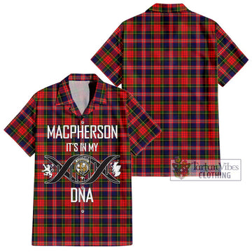 MacPherson Modern Tartan Short Sleeve Button Shirt with Family Crest DNA In Me Style