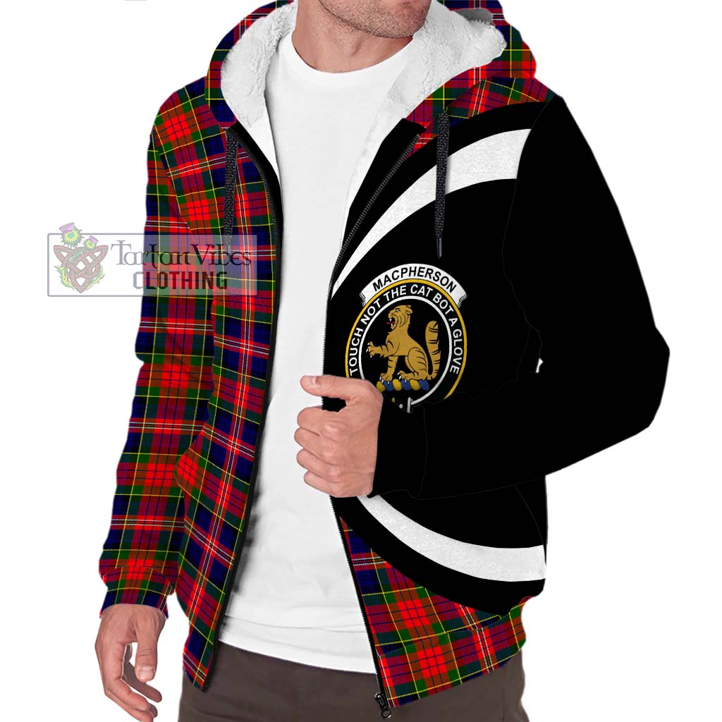 MacPherson Modern Tartan Sherpa Hoodie with Family Crest Circle Style Unisex S - Tartan Vibes Clothing