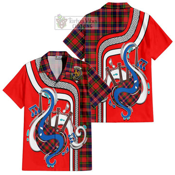 MacPherson Modern Tartan Short Sleeve Button Shirt with Epic Bagpipe Style