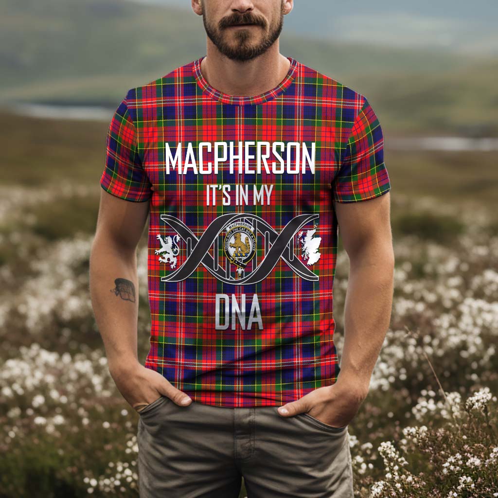 Tartan Vibes Clothing MacPherson Modern Tartan T-Shirt with Family Crest DNA In Me Style