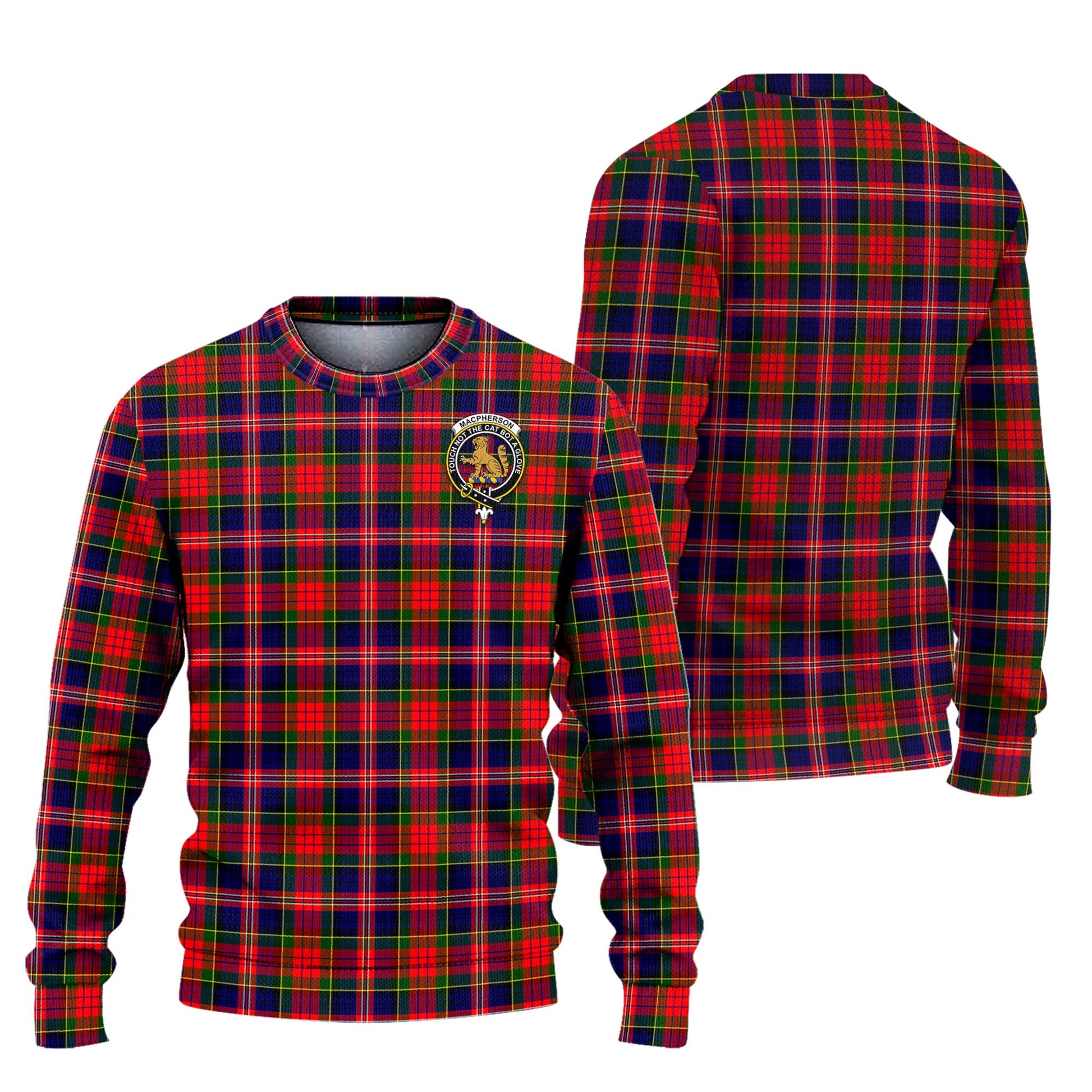 MacPherson Modern Tartan Knitted Sweater with Family Crest Unisex - Tartanvibesclothing