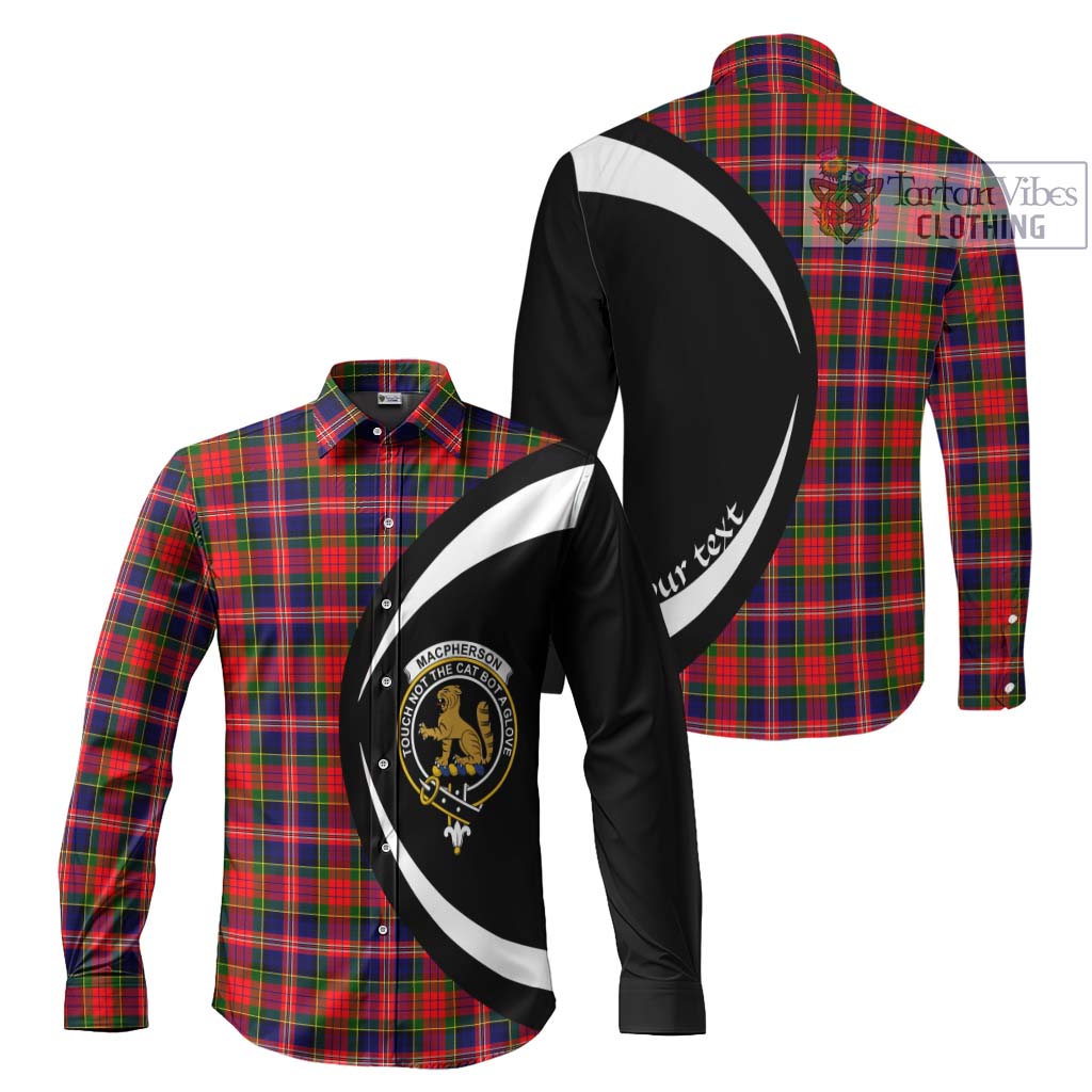 MacPherson Modern Tartan Long Sleeve Button Up with Family Crest Circle Style Men's Shirt S - Tartan Vibes Clothing