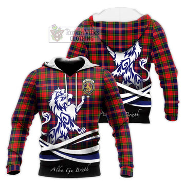 MacPherson Modern Tartan Knitted Hoodie with Alba Gu Brath Regal Lion Emblem