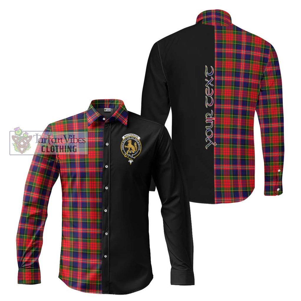 MacPherson Modern Tartan Long Sleeve Button Shirt with Family Crest and Half Of Me Style Men's Shirt S - Tartanvibesclothing Shop