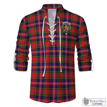 MacPherson Modern Tartan Men's Scottish Traditional Jacobite Ghillie Kilt Shirt with Family Crest