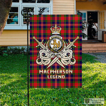 MacPherson Modern Tartan Flag with Clan Crest and the Golden Sword of Courageous Legacy
