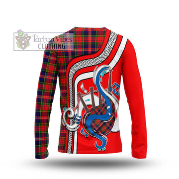 MacPherson Modern Tartan Long Sleeve T-Shirt with Epic Bagpipe Style