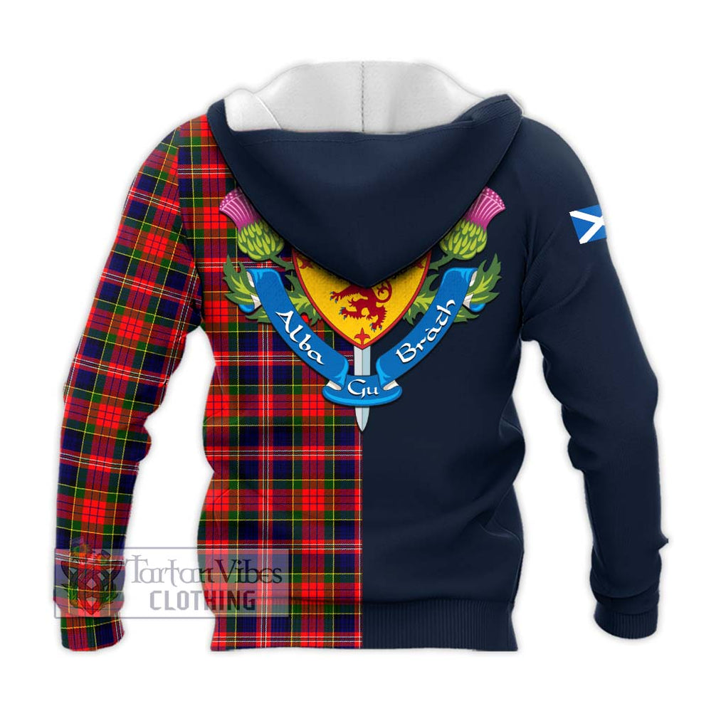 Tartan Vibes Clothing MacPherson Modern Tartan Knitted Hoodie with Scottish Lion Royal Arm Half Style