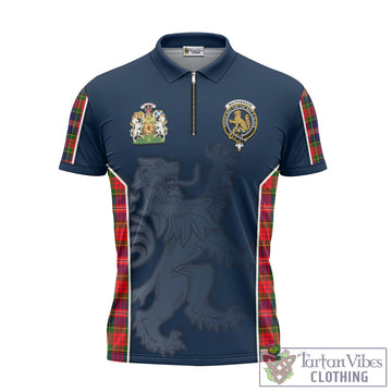 MacPherson Modern Tartan Zipper Polo Shirt with Family Crest and Lion Rampant Vibes Sport Style